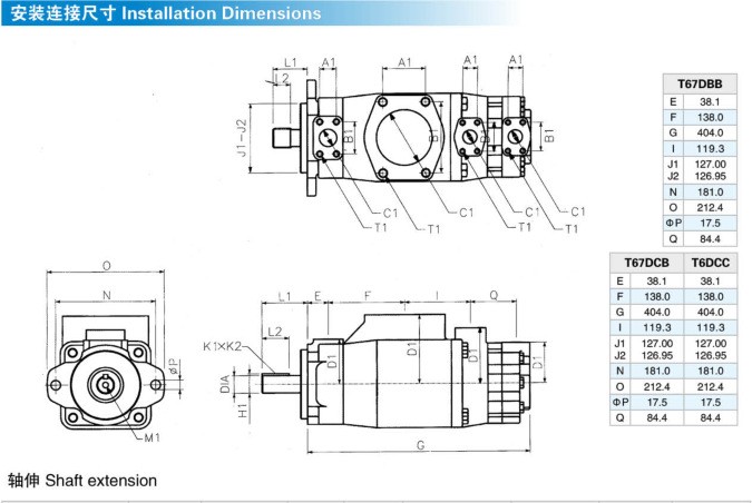 Hydraulikpumpe-Öl-Fluegelpumpe T6CC T6DC Denison
